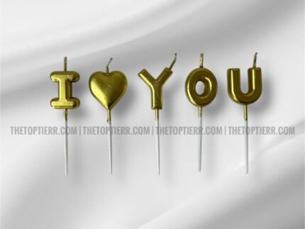 I LOVE YOU Letter Candle Set - Golden Metallic