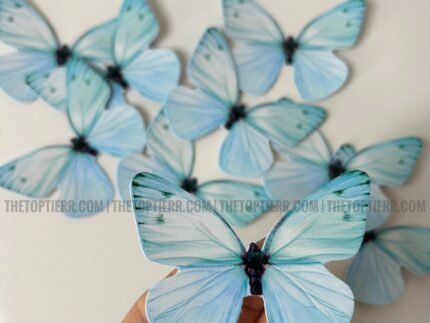 Blue Paper Butterflies - (Set of 10 Pieces)