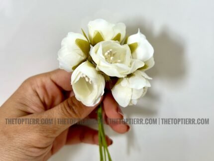 Miniature Rose Bud White (Bunch Of 6)