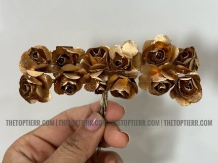 Mini Foam Rose Bunch With Net - Golden