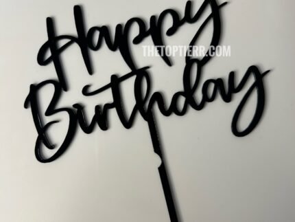 Happy Birthday Cake Topper- Black (HB-23)