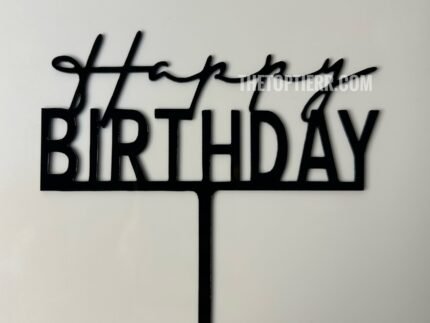 Happy Birthday Cake Topper- Black (HB-40)