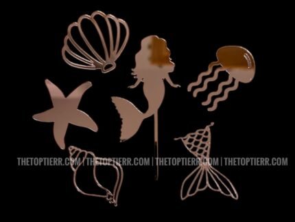 Mermaid Theme Rose Gold Acrylic Cutout- (Set of 6)